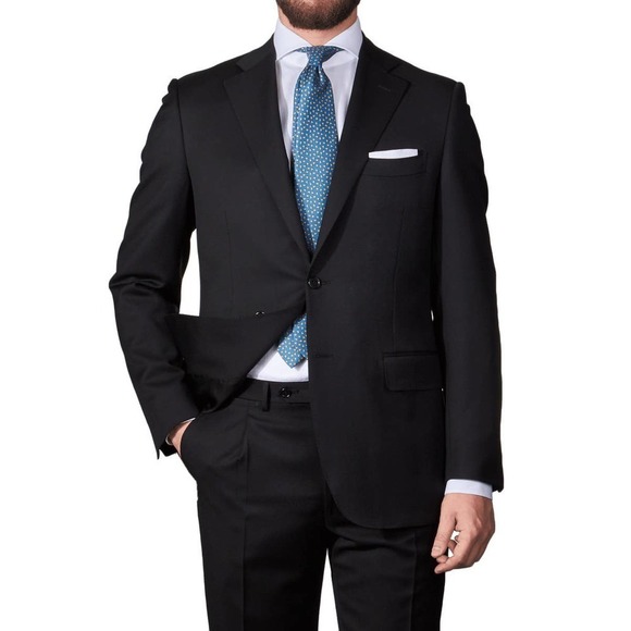 Canali Notch Lapel Suit Wool Blazer Navy Men's Size 44 NWOT